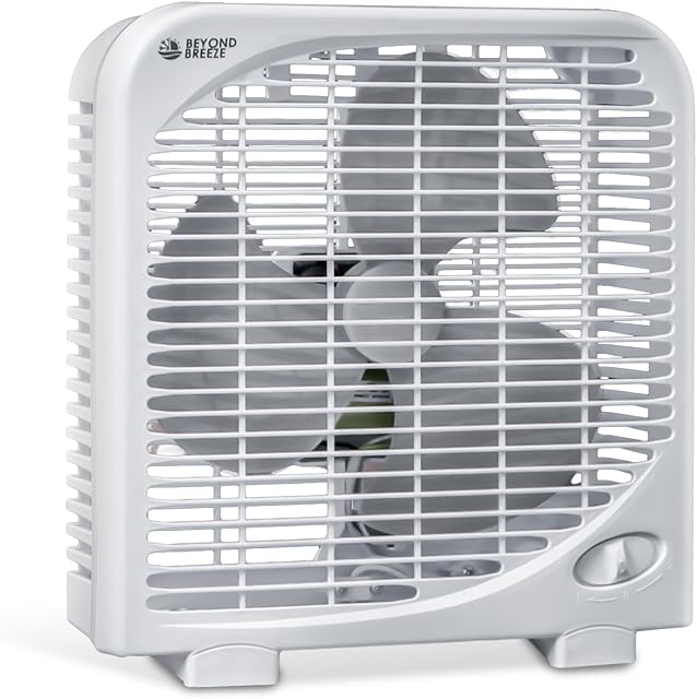 Box Fan, 9 inch 2 Speeds Table Fan with Strong Airflow, Portable Tabletop Fan for Bedroom, Bathroom, Kitchen