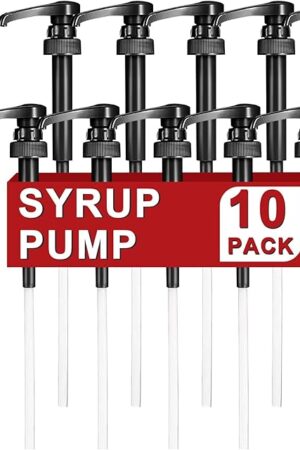 10 Packs Coffee Syrup Pump Dispenser,Fits 25.4 Oz/750ml Coffee Flavoring Syrup Bottles,No Dripping, Fits Home & Coffee Bar Drinking Mixes,Free 4 Golden Spoons