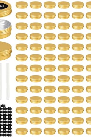 78 Pcs 2 Oz Aluminum Tin Cans Round Cans with Screw Lids, Refillable Cosmetic Metal Containers Food Candle Containers with Screw Tops for Crafts, Food Storage, DIY