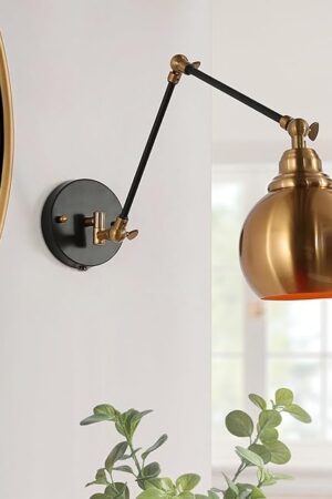 Black Gold Swing Arm Wall Sconce Modern Sconces Lighting