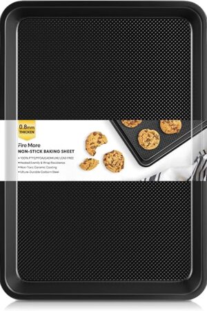 Cookie Sheet for Baking, Ceramic Half Baking Sheet Pan, Thicker Carbon Steel Baking Sheet Non Stick, 17.5 x 13 Inch Baking Tray for Oven