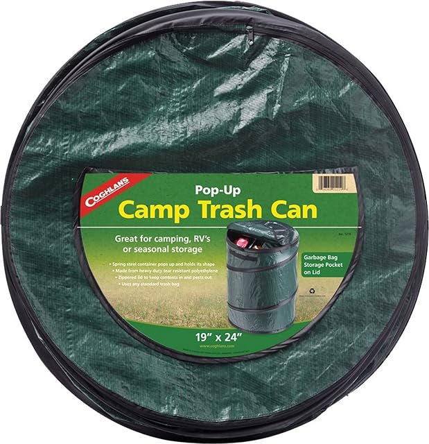 Coghlan's Pop-Up Lightweight Trash Can – Collapsible Waste Bin for Camping, RV, Outdoor Events, and Travel – Durable, Compact, and Easy to Store – 29.5 Gallon