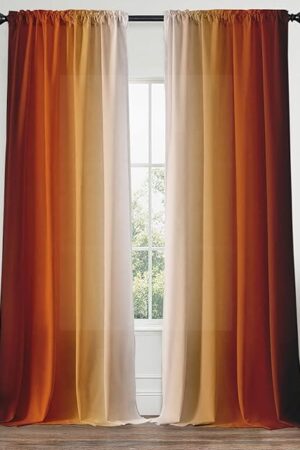 Burnt Orange Curtains 84 Inch Length for Living Room 2 Panel Set Burnt Orange and Terracotta Window Curtain Rust Orange Ombre Gradient Light Filtering Curtains Modern Abstract Drapes