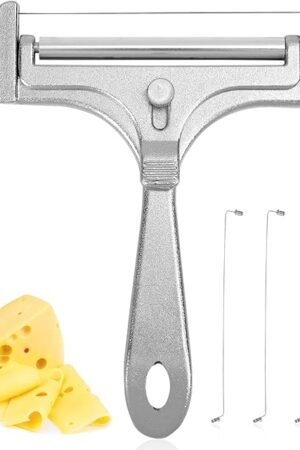 Cheese Cutter, Stainless Steel Cheese Slicer with 4pcs Extra Wires Adjustable Handheld Butter Block Cutter for Cheddar Gruyere Mozzarella Kitchen Slicing Tools