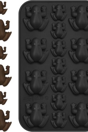 Domensi Silicone Frog Chocolate Mold Candy Molds Passover Jelly Ice Tray in Fun 10 Plagues Frog Shape for Birthday, Wizard Party, Cake Decoration Pesach Seder Halloween Kitchen(Black)