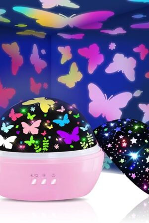 Butterfly Decorations Toddler Toys for 3-8 Year Old Girls, 16 Colors Star Projector Butterfly Night Light, Butterflies Party Room Decor, Christmas Easter Birthday Kids Toys Gifts for Girls Age 5-12
