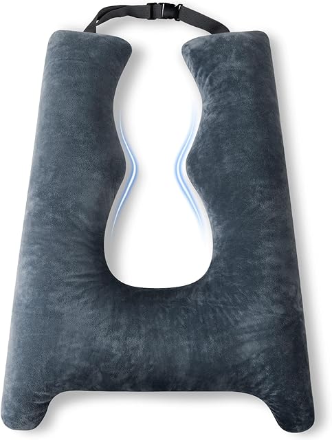 Car Pillow for Kids, Travel Pillow with Adjustable Strap, U-Shaped Pillow for Adults and Children to Support Head and Body Road Trip Essentials (Gray)