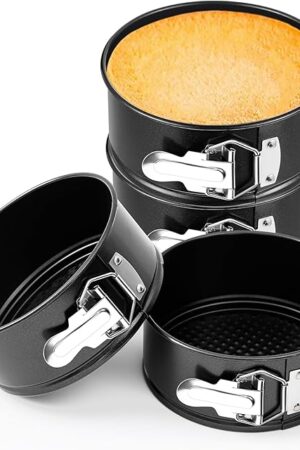 4 Pcs 6 Inch Non Stick Springform Pan with Removable Bottom Carbon Steel Cheesecake Pan Round Springform Cake Mold with Stainless Steel Spring Buckles for Baking Kitchens Restaurant