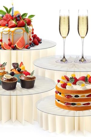 Buffet Risers Food Risers for Buffet Table Acrylic Risers Display Stands Tall Cake Stands Cylinder Stands for Party Pedestal Cake Stand Dessert Table Display Set Cupcake Stands Cupcake Display