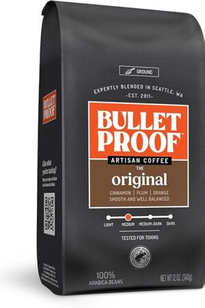 Bulletproof Original Medium Roast Ground Coffee, 12 Ounces, 100% Arabica Coffee, Clean Coffee Tested for Toxins, Packaging May Vary