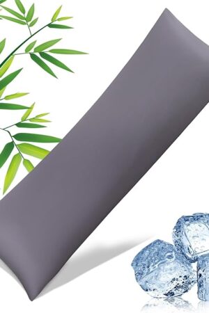 Body Pillowcase with Zipper Cooling Viscose from Bamboo Zippered Pillowcases, Cool & Breathable Body Pillow Cover for Hot Sleepers and Night Sweats, 20" x 54"
