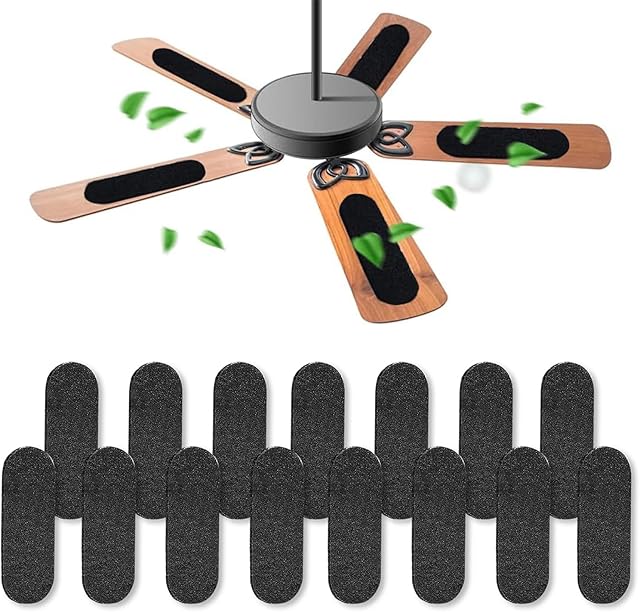 Ceiling Fan Air Filter -15 Pack Activated Coconut Shell Carbon Unscented Air Purifier Universal Rounded Rectangle Easy-Stick Ceiling Fan Blade Filters for Home Living Room Bedroom Office