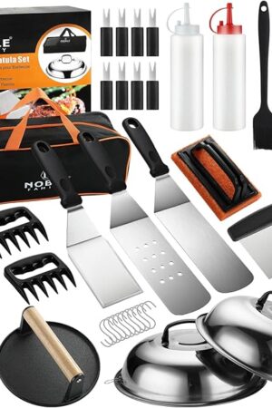 38PCS Griddle Accessories Kit, Professional Grill Tools Set for Outdoor Barbecue, Stainless Steel Griddle Spatula Set with Tongs, Smash Burger Press, Carry Bag, Perfect Grilling Gifts