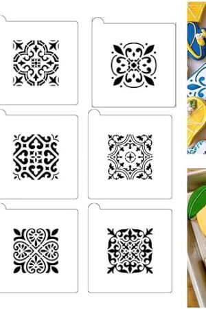 9PCS Scroll Tile Cookie Stencils for Baking, Royal Icing, Sugar Cookie, Cards Decorating Tools