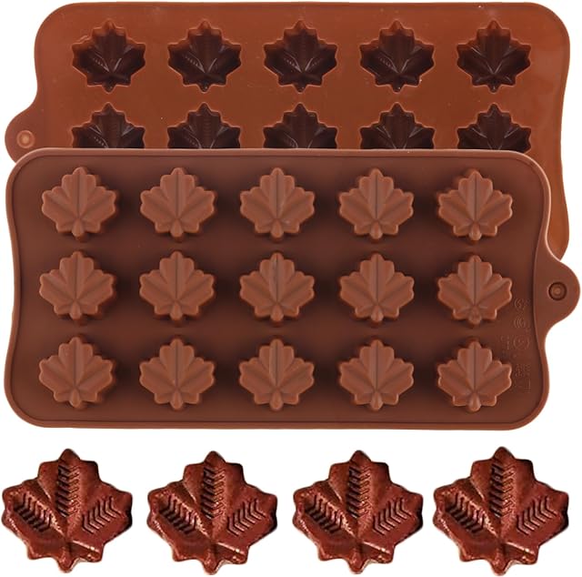 2Pcs Maple Leaf Candy Molds Maple Leaves Silicone Mold For Candy Gummy Chocolate