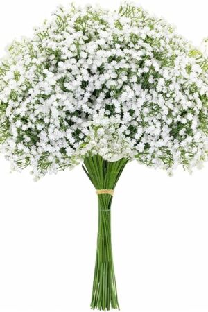 10PCS 21-inch Sturdy Artificial Baby’s Breath Flowers - Non-Shedding Design for Wedding/Home Decor, Realistic Faux Gypsophila with Reinforced Stem Base