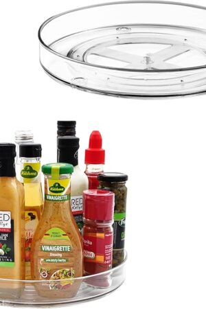 Amolliar 11" 2 Pack Lazy Susan Organizer, Non-Skid Rotating Turntable Spice Rack for Cabinet, Fridge, Kitchen, Pantry Organizers and Storage, Dining Table, Countertop, Vanity, Under Sink Organizer
