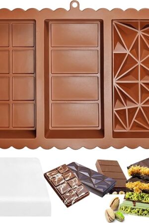 Chocolate Bar Mold - Food Grade Silicone Chocolate Molds, Non-Stick & Easy to Release Deep Mold for Dubai Pistachio Chocolates, Candy, Snacks, Desserts, Resin Art, Dishwasher Safe (1)