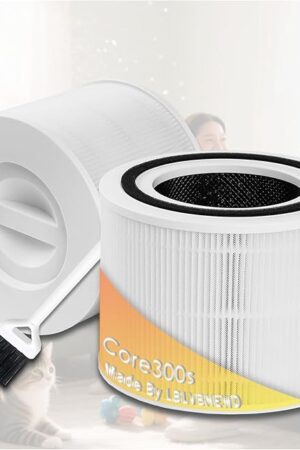 2 Pack Core 300 Replacement Filter Compatible with LEVOIT Core 300, Core 300-P, Core 300S Air Purifier, 6-Month 3-in-1 H13 Activated Carbon for Large Room (white basic filter)