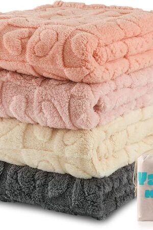 4 Heart Checkered Blanket Fleece Baby Blankets for Girls