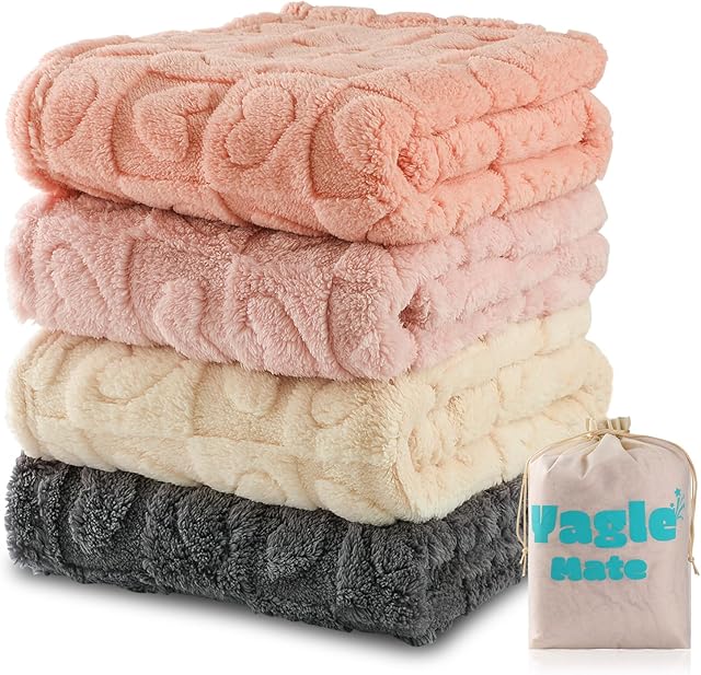 4 Heart Checkered Blanket Fleece Baby Blankets for Girls