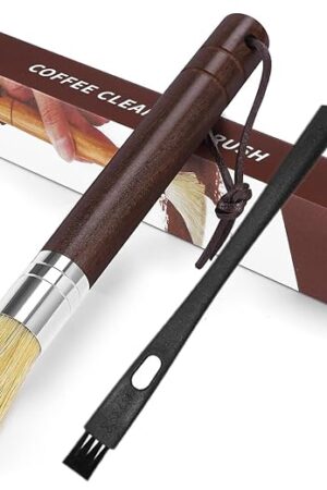 Coffee Grinder Cleaning Brush, Espresso Machine Brush Cleaner Tool with Wooden Handle and Natural Bristles for Barista Home Kitchen