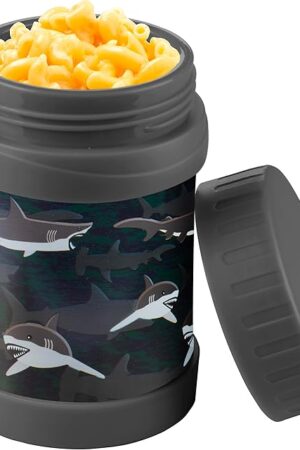 Bentology Stainless Steel Insulated 13oz Lunch Jar for Kids - Shark- Large Leak-Proof thermos Storage for Hot or Cold Food, Soups, Liquids w Wide Mouth- BPA Free for Back to School Lunch Boxes, Bags