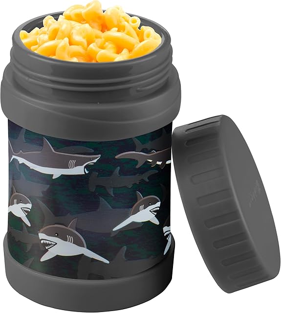 Bentology Stainless Steel Insulated 13oz Lunch Jar for Kids - Shark- Large Leak-Proof thermos Storage for Hot or Cold Food, Soups, Liquids w Wide Mouth- BPA Free for Back to School Lunch Boxes, Bags