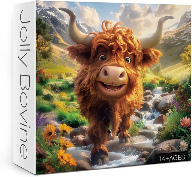 The Cute Highland Cow Puzzles for Adults 1000 Pieces Nature, Fun Art Flower Animal Jigsaw Puzzles, Beautiful Plant Sunflower Sunset Wildlife Mountain Puzzle