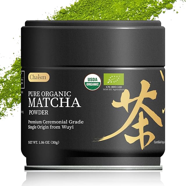 Chaism Ceremonial Grade Matcha Green Tea Powder - USDA Organic, 1.06oz | Premium First Harvest | Single Origin | Tin Container