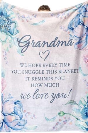Afterprints Grandma Gifts Blanket, Birthday Gifts for Grandma, Grandmother Gift from Grandkids on Grandparents Day, We Love You Soft Throw Blankets 50" x 60"