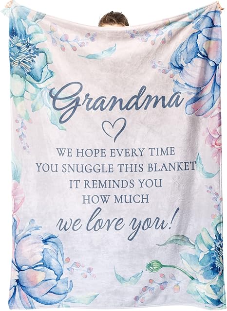 Afterprints Grandma Gifts Blanket, Birthday Gifts for Grandma, Grandmother Gift from Grandkids on Grandparents Day, We Love You Soft Throw Blankets 50" x 60"