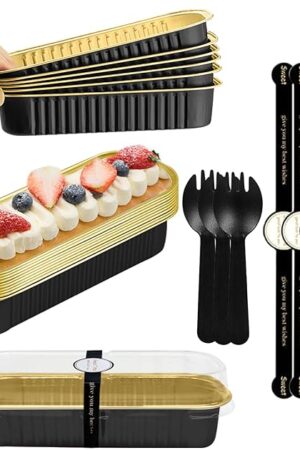 50 Pack Loaf Baking Pans with Lids,Rectangle Mini Cake Pans,6.8oz Aluminum Foil Baking Pans Tins with Sealing Sticker,Disposable Baking Cups,Muffin Tins for Wedding Birthday Party