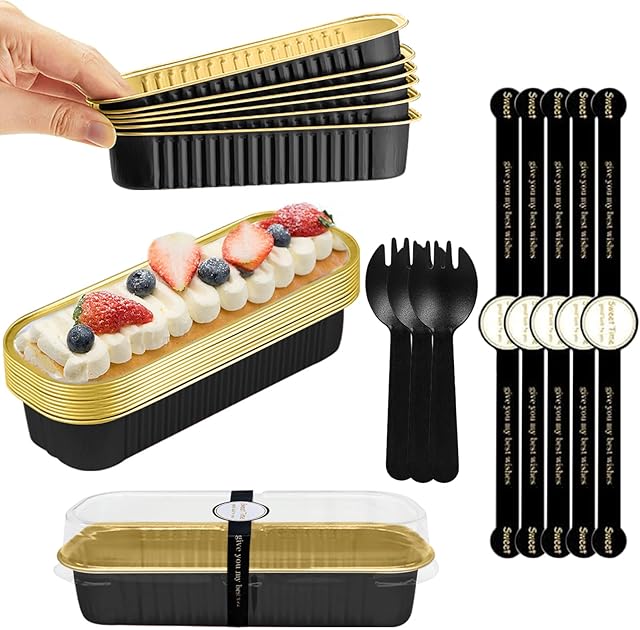 50 Pack Loaf Baking Pans with Lids,Rectangle Mini Cake Pans,6.8oz Aluminum Foil Baking Pans Tins with Sealing Sticker,Disposable Baking Cups,Muffin Tins for Wedding Birthday Party