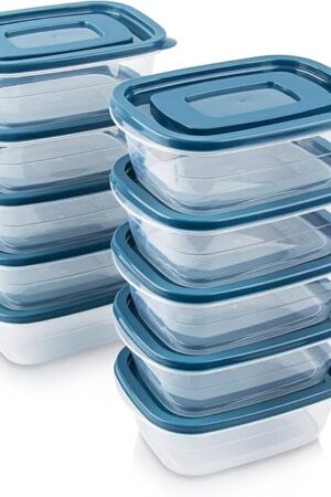 10PCS Food Storage Containers,Freezer Microwave safe,Food Container Sets,BPA Free Plastic Meal Prep Containers & Kitchen Set,Lunch Containers,use for School,Work and Travel,0.53 Quarts Per Box.