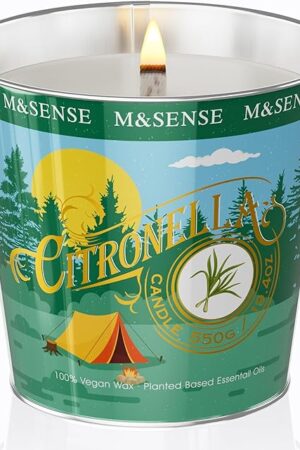 Citronella Candles Outdoor, 110 Hours Burn Natural Citronella Oil Soy Candle for Patio Camping, 19.4oz Large Long Lasting Lemongrass Summer Candles for Indoor Home Scented