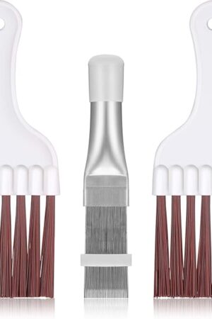 Boao 3 Pieces Air Conditioner Condenser Fin Cleaning Brush Stainless Steel Coil Cleaner Fin Comb Refrigerator Coil Cleaning Whisk Brush(Simple)