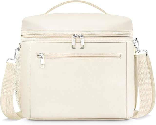 DALINDA Insulated Lunch Bag for Women Men,Small Reusable Lunch Box Leak-Proof Cooler Cute Bag Lightweight LunchBags for Work (Cream,Beige)