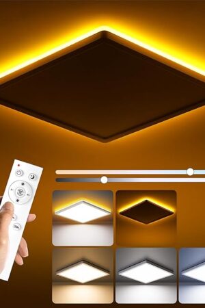 BLNAN Dimmable LED Flush Mount Ceiling Light Fixture with Remote Control, 12 Inch 24W 3000K-6500K, 2000K Nightlight Wired Low Profile for Bedroom, Kitchen, Living Room, Square White