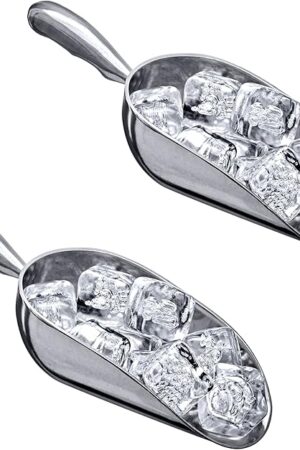 Amazing Abby - Elsa - 12-Ounce Aluminum Ice Scoops (Set of 2), Cast Aluminum Utility Scoops, Food-Grade, Good for Home and Commercial Use, NOT Dishwasher-Safe, Hand-Wash Recommended