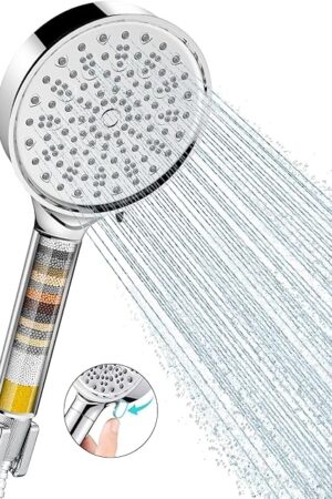 Cobbe Filtered Shower Head with Handheld, High Pressure 6 Spray Mode Showerhead with Filters, Water Softener Filters Beads for Hard Water - Remove Chlorine - Reduces Dry Itchy Skin, Chrome