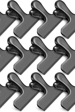 12 Pack Stainless Steel Chip Clips, Heavy Duty Bag Clips for Food, Airtight Sealing Clips for Coffee Bags, Paper, Kitchen or Office Use – 3 Inch, Black