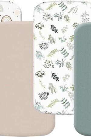 4 Pack Bassinet Sheets (19" x 33"), Compatible with Baby Delight Beside Me Dreamer and Dream On Me Skylar/Lotus/Traveler Baby Bassinet, Soft and Skin-Friendly, Mint Green and Color Rainbow