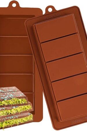 2 PCS Chocolate Bar Molds Deep Silicone Molds for Chocolate Bar Pistachio Dubai Candy Milk Chocolate Stuffed Bar