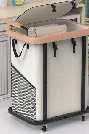150L (40 Gal) High-Grade Laundry Basket with Wheels, Large Laundry Hamper with Wooden Handles, 900D Oxford Fabric, Detachable Laundry Hamper for Bedroom, Bathroom, Laundry Room