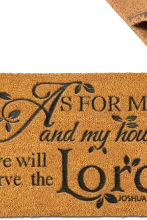 Assaoy Coir Door Mat Outdoor Mats for Home Entrance,As for ME and My House We Will Serve The Funny doormats,Front Door mat,Indoor Entrance Embroidered Welcome Rubber Rugs Spring Home Decor 30?x 18?