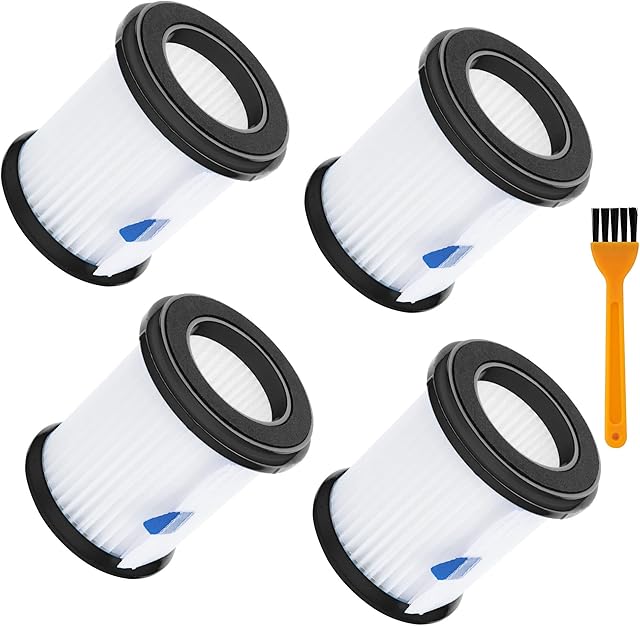 BlueStars HEPA Filter with White Mesh for INSE N5S N5T S6T S6P Pro S610/ TMA T120 T121 T151 T150 T220 T210 T181 T180 T220 Cordless Vacuum Cleaners - Washable and Reusable - PACK OF 4 + Brush