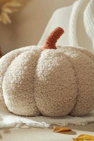 YRXRUS Pumpkin Pillows, Halloween Pumpkin Throw Pillows, Off White Shaped Pillow for Fall Room Decor Gifts, Teddy Fleece Cute 6x12 Inches Halloween Pillow, Accent Fall Pillows