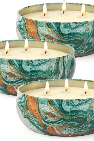 Citronella Candles Outdoor – 3 Pack x 14oz, Large 3-Wick Soy Wax Tin Candles for Home Patio up to 270 Hours Burning, Lemograss Candle Bulk for Outside Garden Yard Balcony, Summer Camping Huge Candle