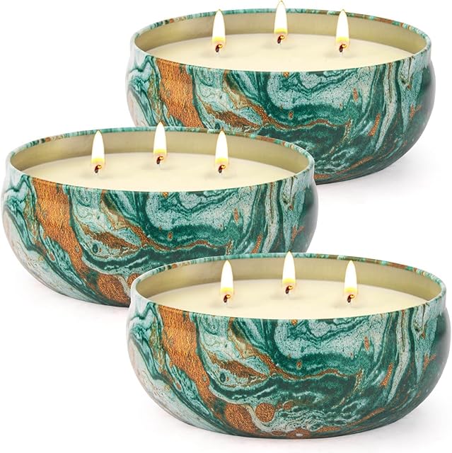 Citronella Candles Outdoor – 3 Pack x 14oz, Large 3-Wick Soy Wax Tin Candles for Home Patio up to 270 Hours Burning, Lemograss Candle Bulk for Outside Garden Yard Balcony, Summer Camping Huge Candle